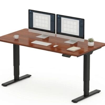 Flexispot E2 Pro -Height Adjustable Electrical Ergonomic Standing Desk (140x70 CM) - Mahogany Top with Black Frame