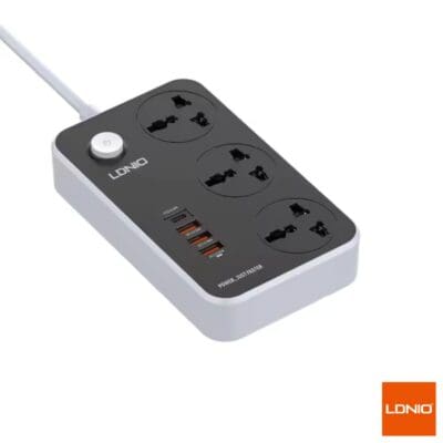 LDNIO SC3412 Power Strip - 3 Power sockets + 38W USB Outlets