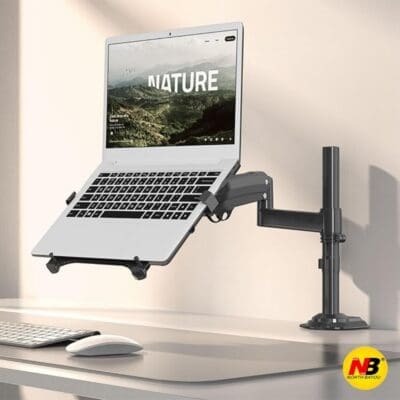 NB H100 FP - 2 in 1 Monitor Arm with Laptop Mount with Adjustable Tray for 10-17” Laptops