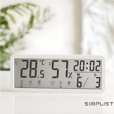 CarbonVision Pure - Digital clock with Humidity, Temperature, Date and Time Display