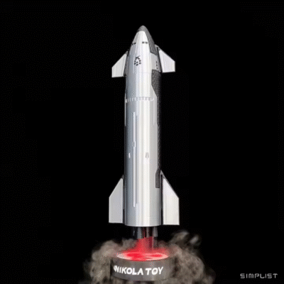 Space X manipulation model on a black background. It act as a humidifier and table decoration light.
