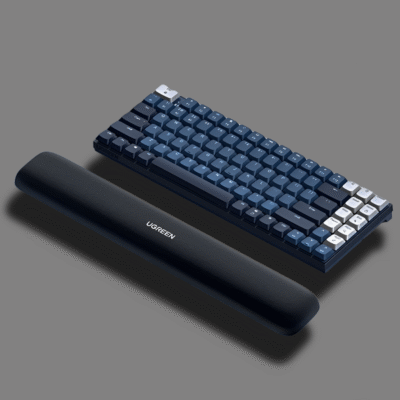 Mechanical keyboard and wrist rest on a enhanced studio lights