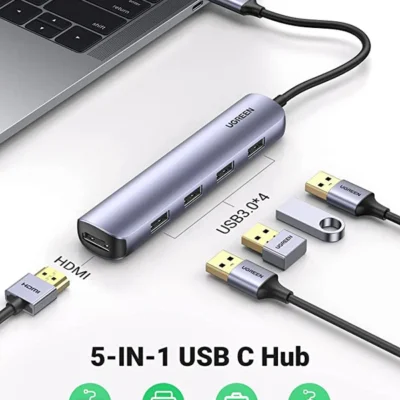 ugreen-usb-c-5-in-1-multiport-hub-hdmi-ultra-slim-with-4-usb-30-ports-for-data-transfer-430470
