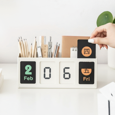 Flip & Hold Desk Organzier with Calender