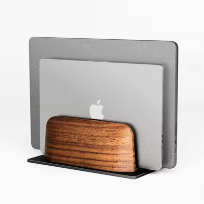 DockBloc Walnut Dual Vertical Laptop Holder Stand – “C Level” Collection